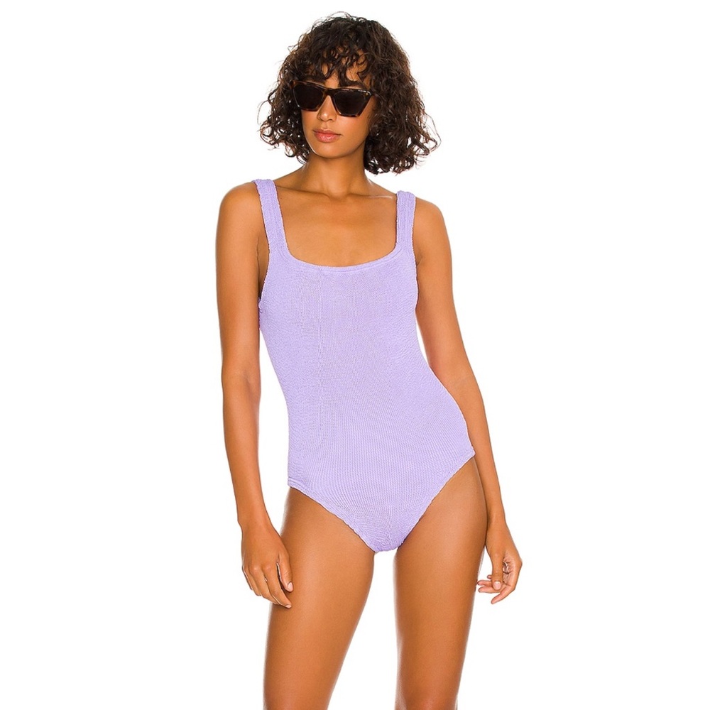 Hunza G Lilac Textured One-Piece Swimsuit